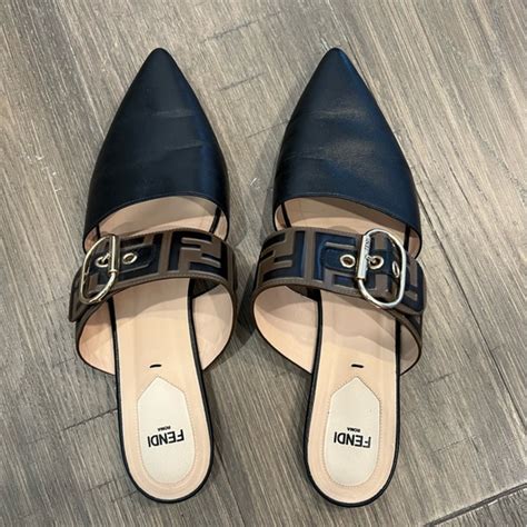 fendi sabot logo mules|Fendi Shearling Buckle Sabot Mules .